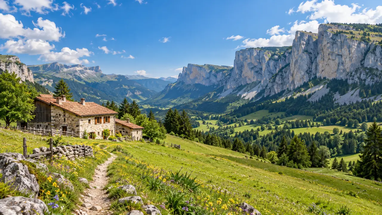 Falaises et paysages verdoyants du Vercors