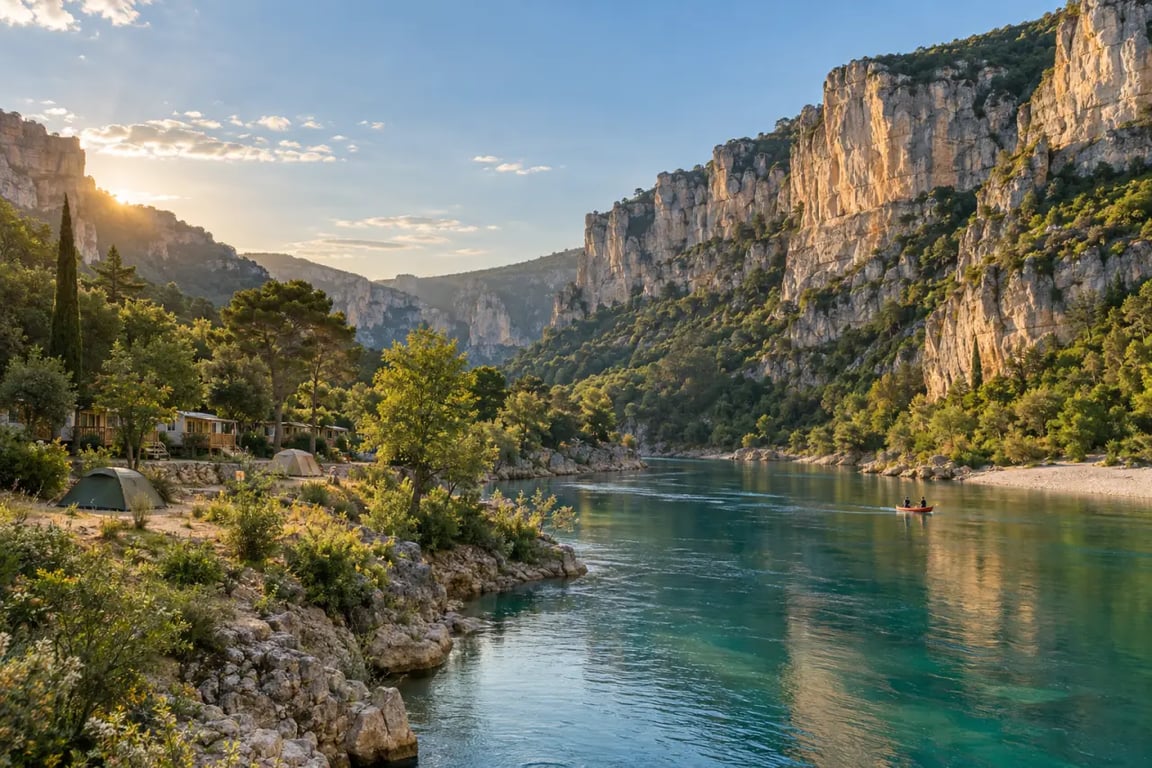 Camping en Aveyron au bord d'une rivière dans les Gorges du Tarn